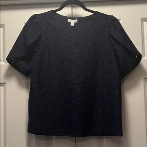 Charter Club Navy Lace Blouse